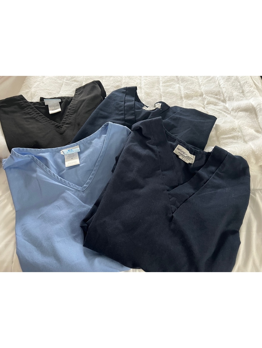 Lot of 4 womens classic blue scrub tops